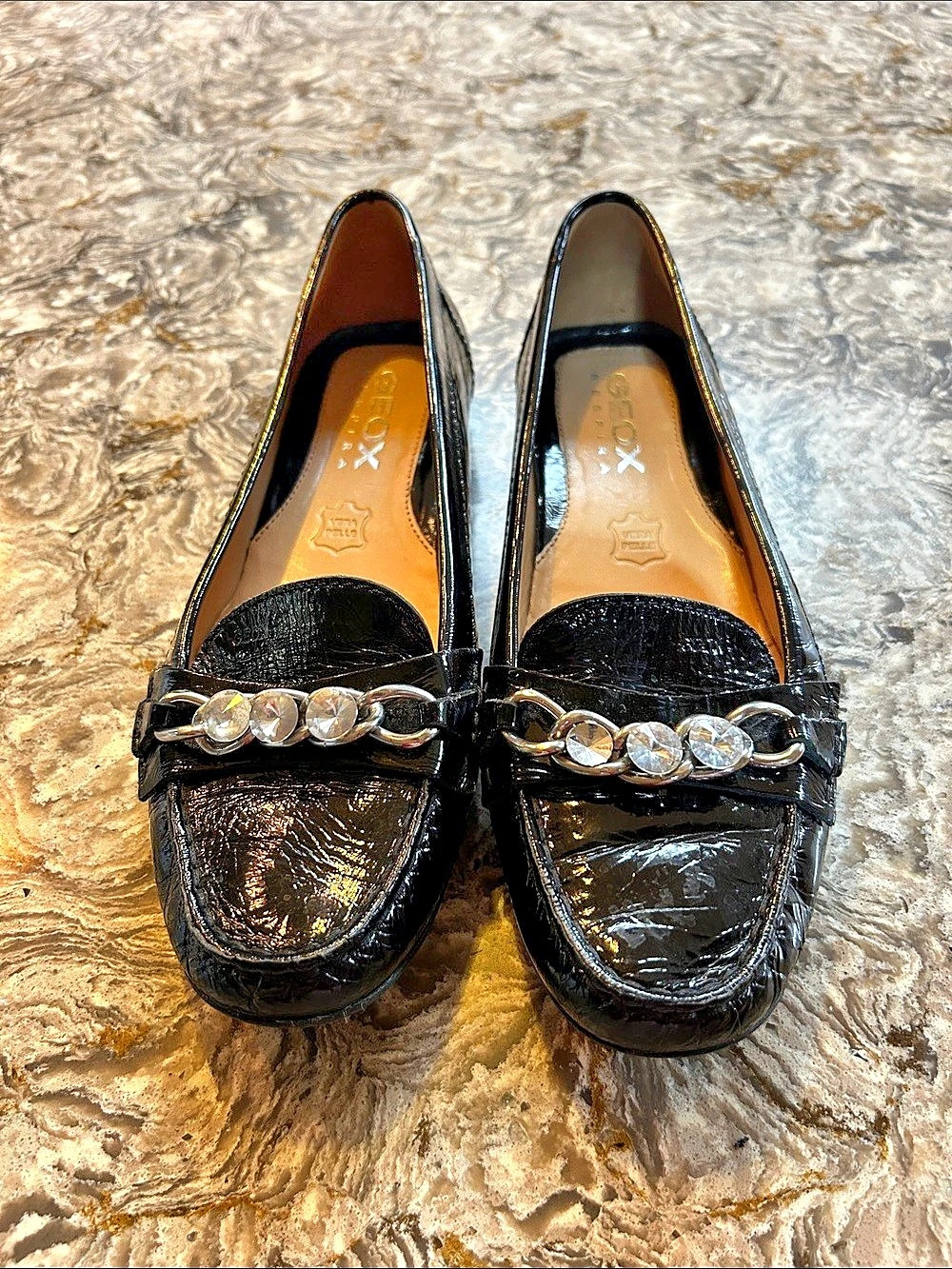 Geox Patent Loafers Black US 8.
Size 38
